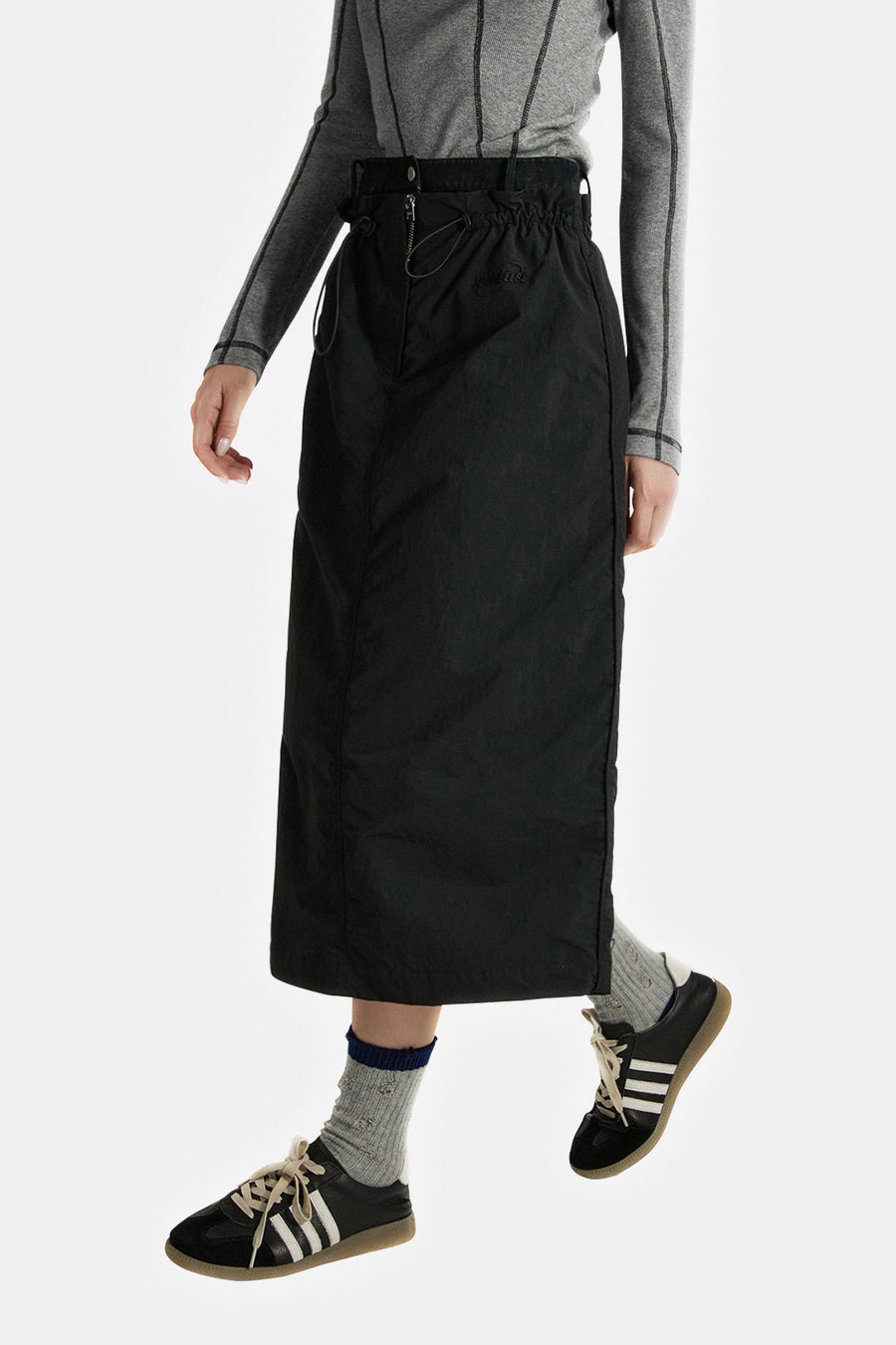 CHUU Simple Drawstring Long Skirt