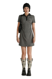 Polo Collar Short Sleeve A-Line Dress