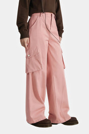 Color Pocket Wide Casual Pants
