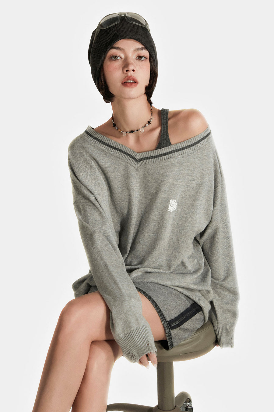 CHUU V-Neck Lined Loose Fit Knit Sweater