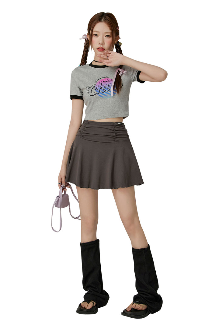Sport Shirring Frill Mini Skirt