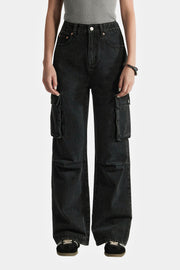 Multi-Pocket Wide Denim Jeans