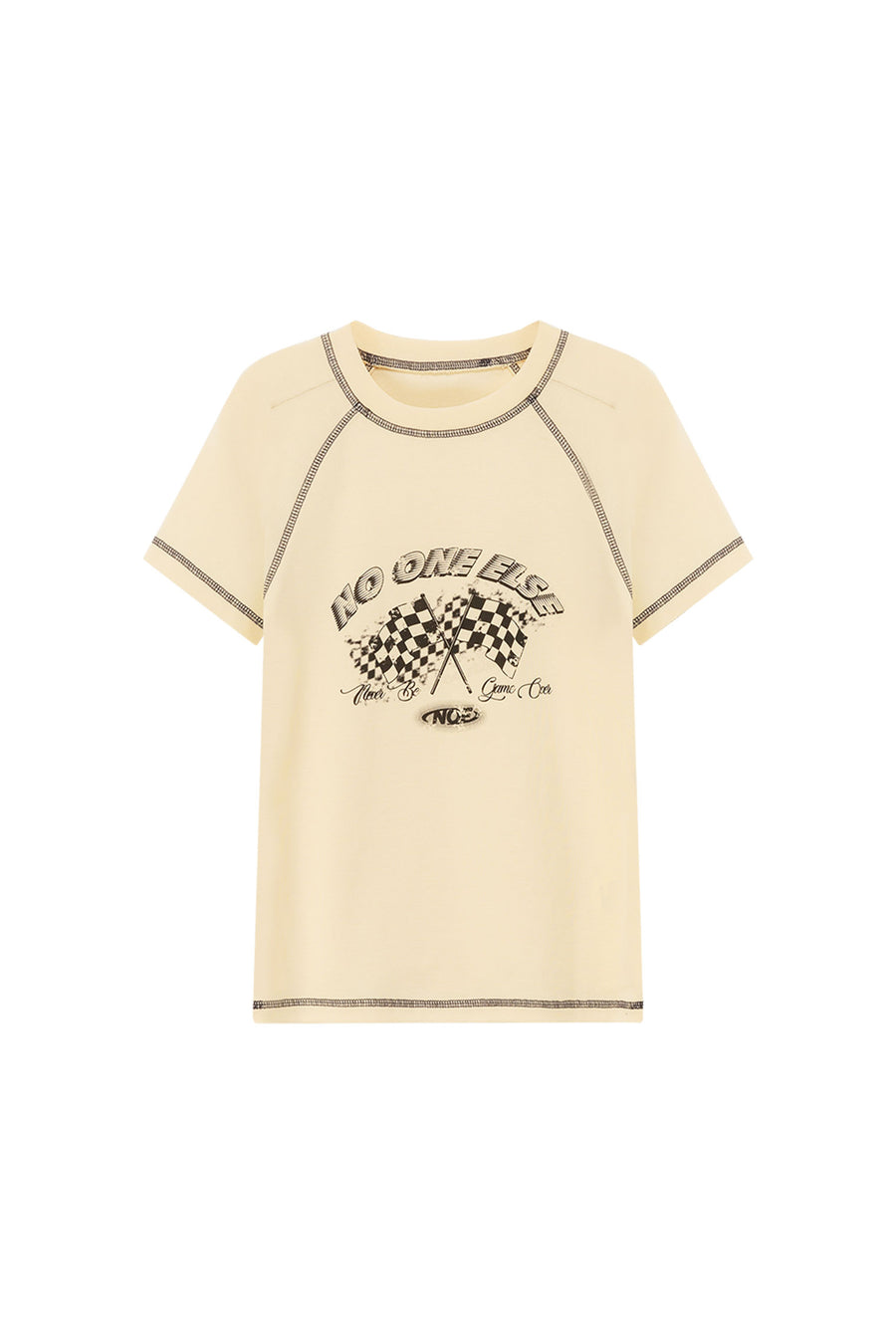Noe Retro Sporty Stitched Printed T-Shirt