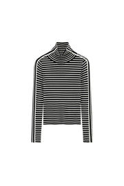 Striped High Neck Knit Top