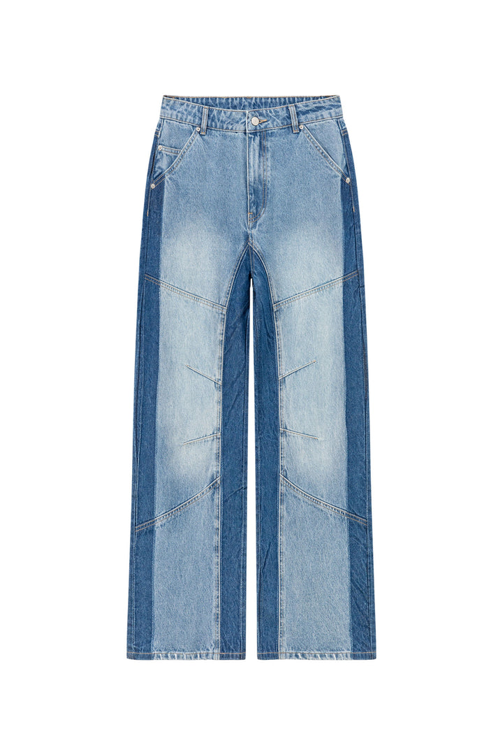 Washed Distressed Wide Jeans