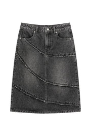 Diagonal Split Denim Skirt