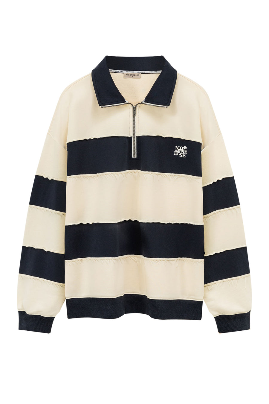 CHUU Half Zip-Up Color Striped Sweatshirt
