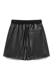 Leather Exposed Pocket Lining Shorts