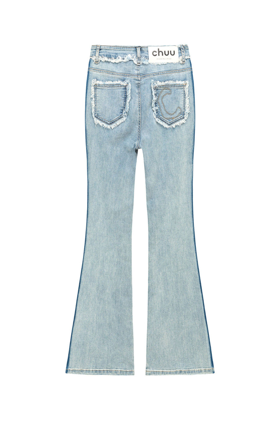 High Waist Frayed Bootcut Denim Jeans