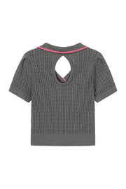 Back Cutout Logo Knit Sweater