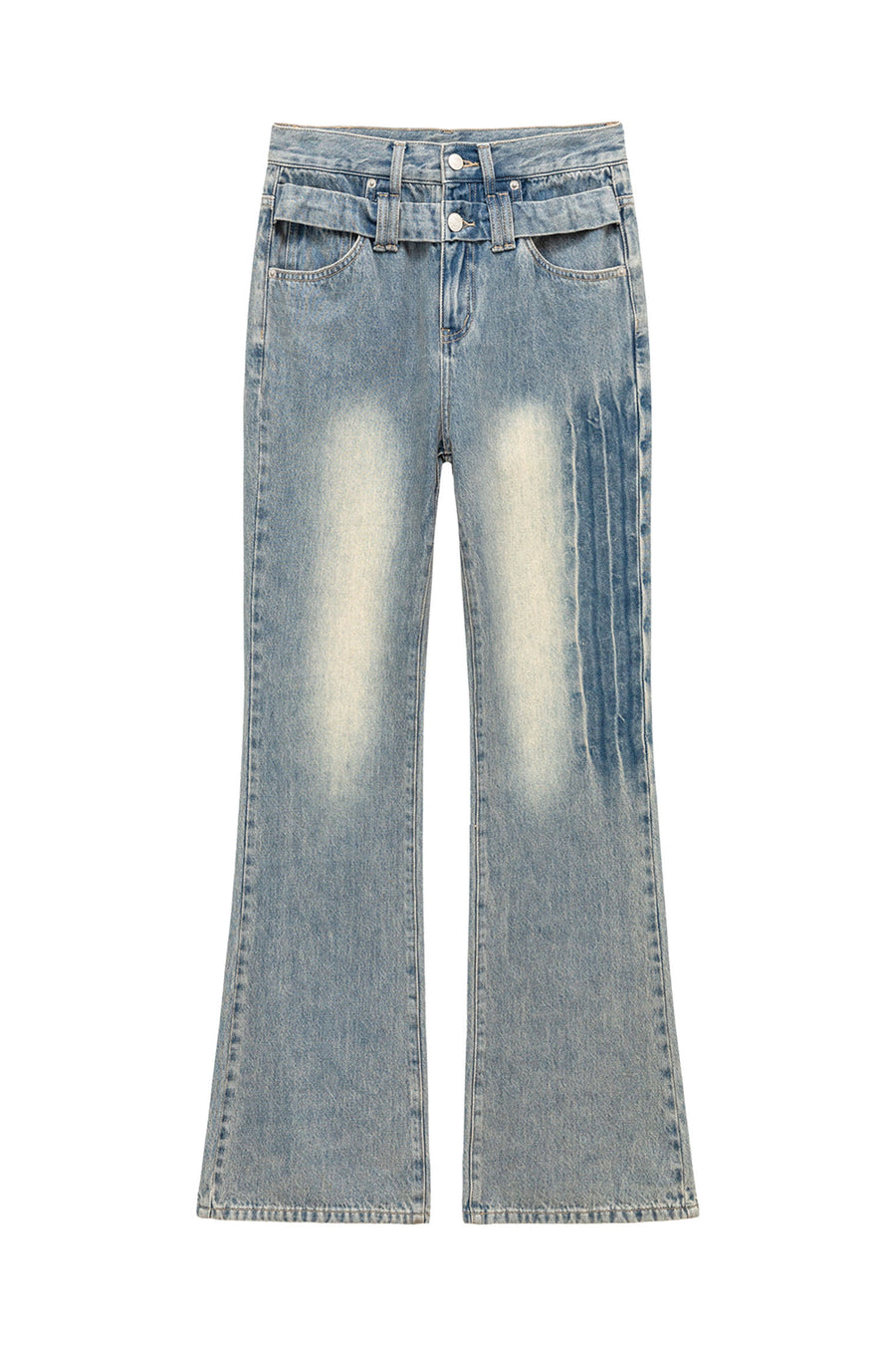 CHUU Double Button Vintage Bootcut Denim Jeans