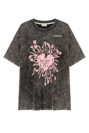 Vintage Heart Print Loose Fit T-Shirt