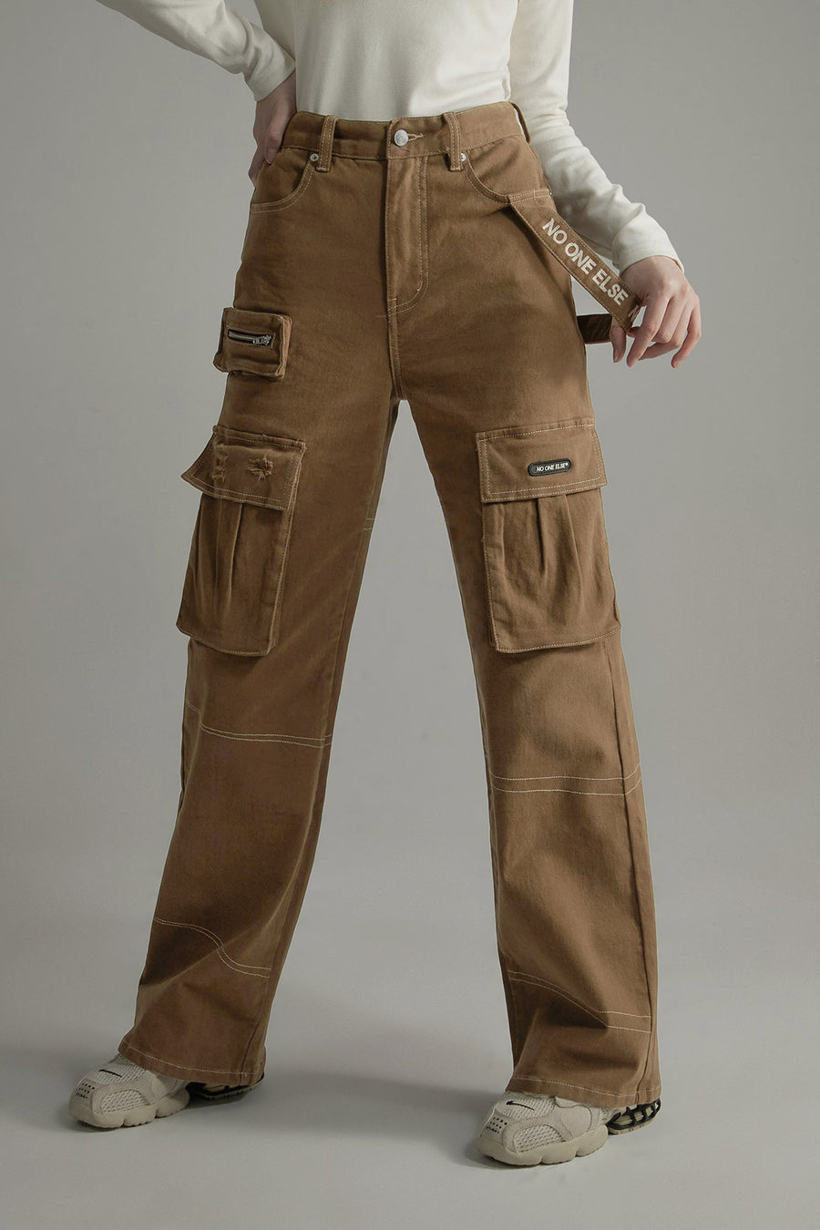 High-Waisted Cargo Slacks Pants