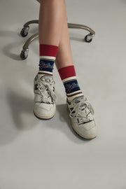 Vintage Basebeall Themed Colorblocked High Socks