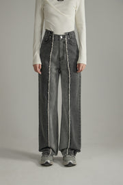 Frayed Lined Denim Jeans