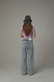 High Waist Colorblocked Straight Jeans