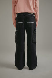 Multi-Pocket Wide Denim Jeans