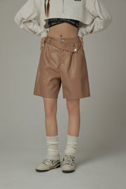 Pintuck Leather Shorts