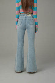 Stitch Distressed Bootcut Denim Jeans