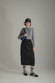 Simple Drawstring Long Skirt