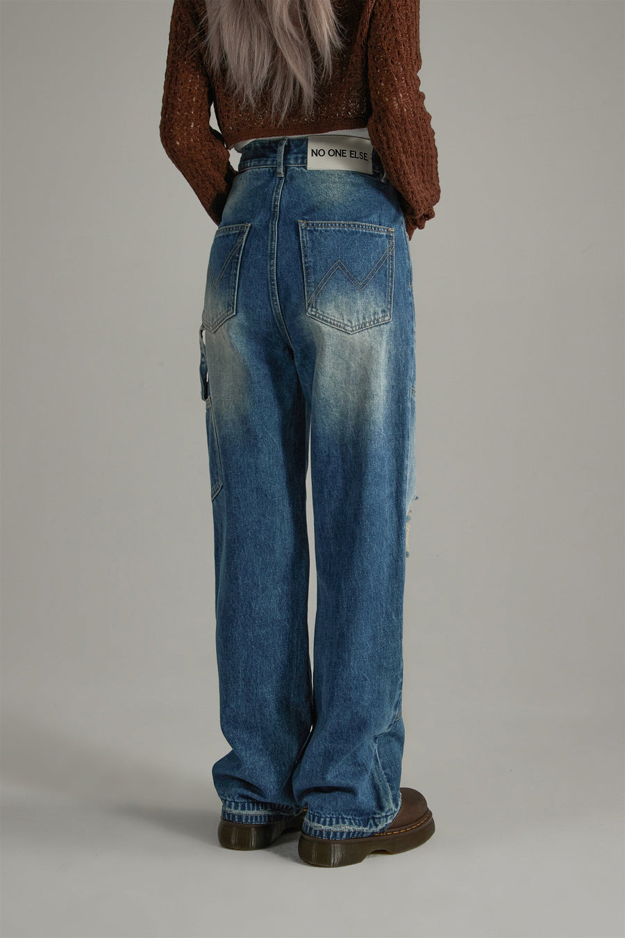 Wash Distressed Denim Jeans