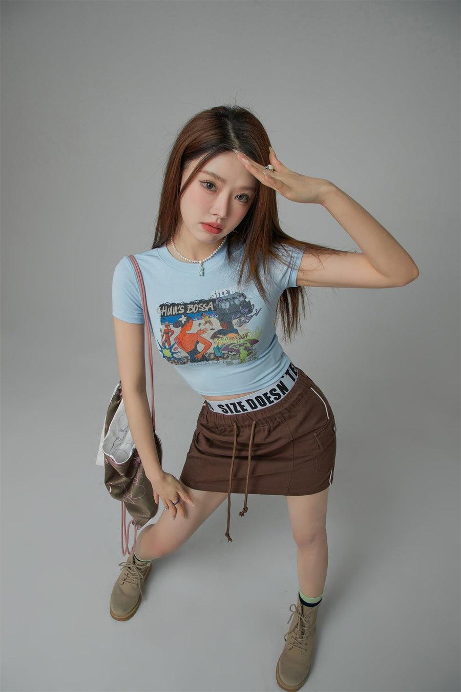 CHUU Size Doesnt Matter Beach Day Cropped T-Shirt