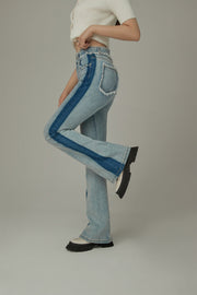 High Waist Frayed Bootcut Denim Jeans