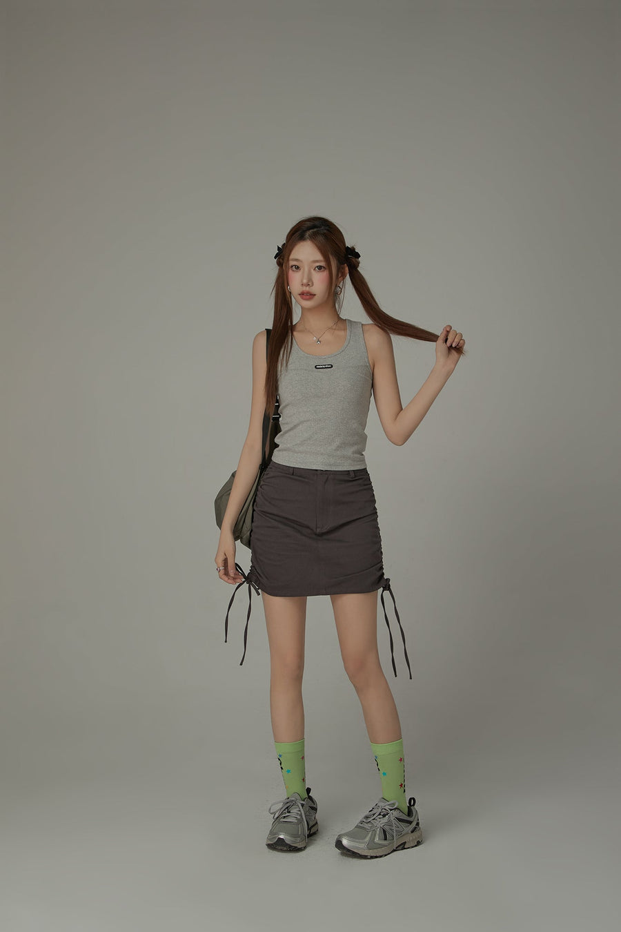 String Shirring Mini Skirt