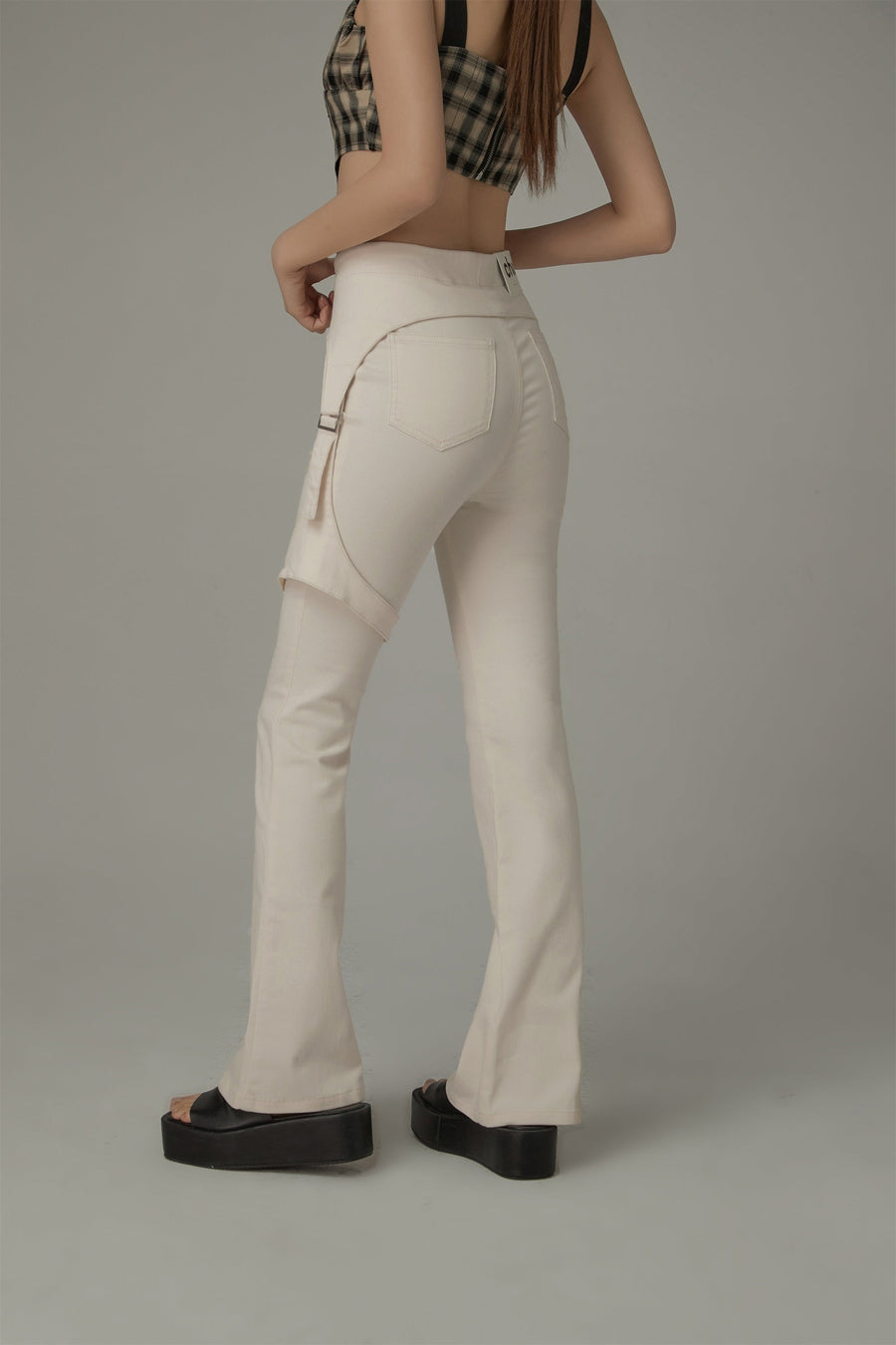 Two Button High Waisted Bootcut Pants