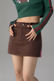 Heart Pocket Denim Mini Skirt