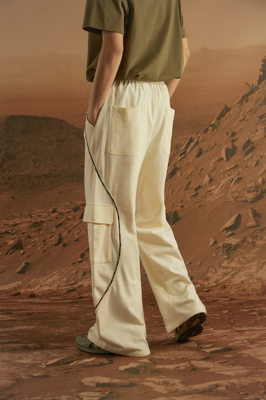String Cargo Wide Pants