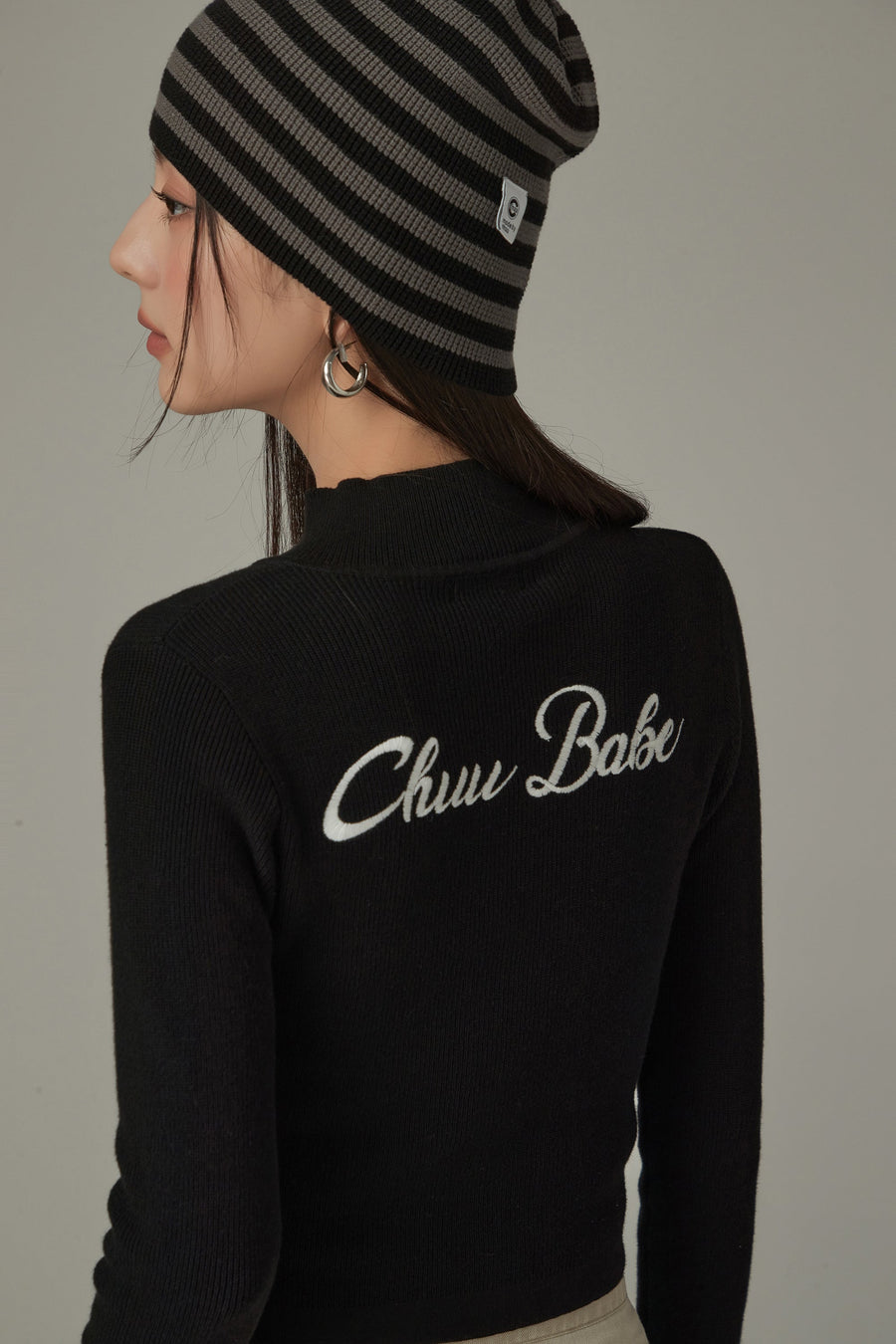 CHUU Slim Zip-Up Knit Cardigan