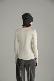 Layered Open Shoulder Simple T-Shirt