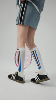 Three Bands Stripe Mid-Calf Socks