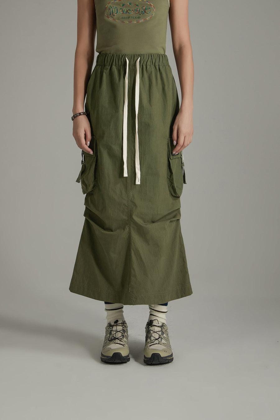 Banded Cargo Maxi Skirt