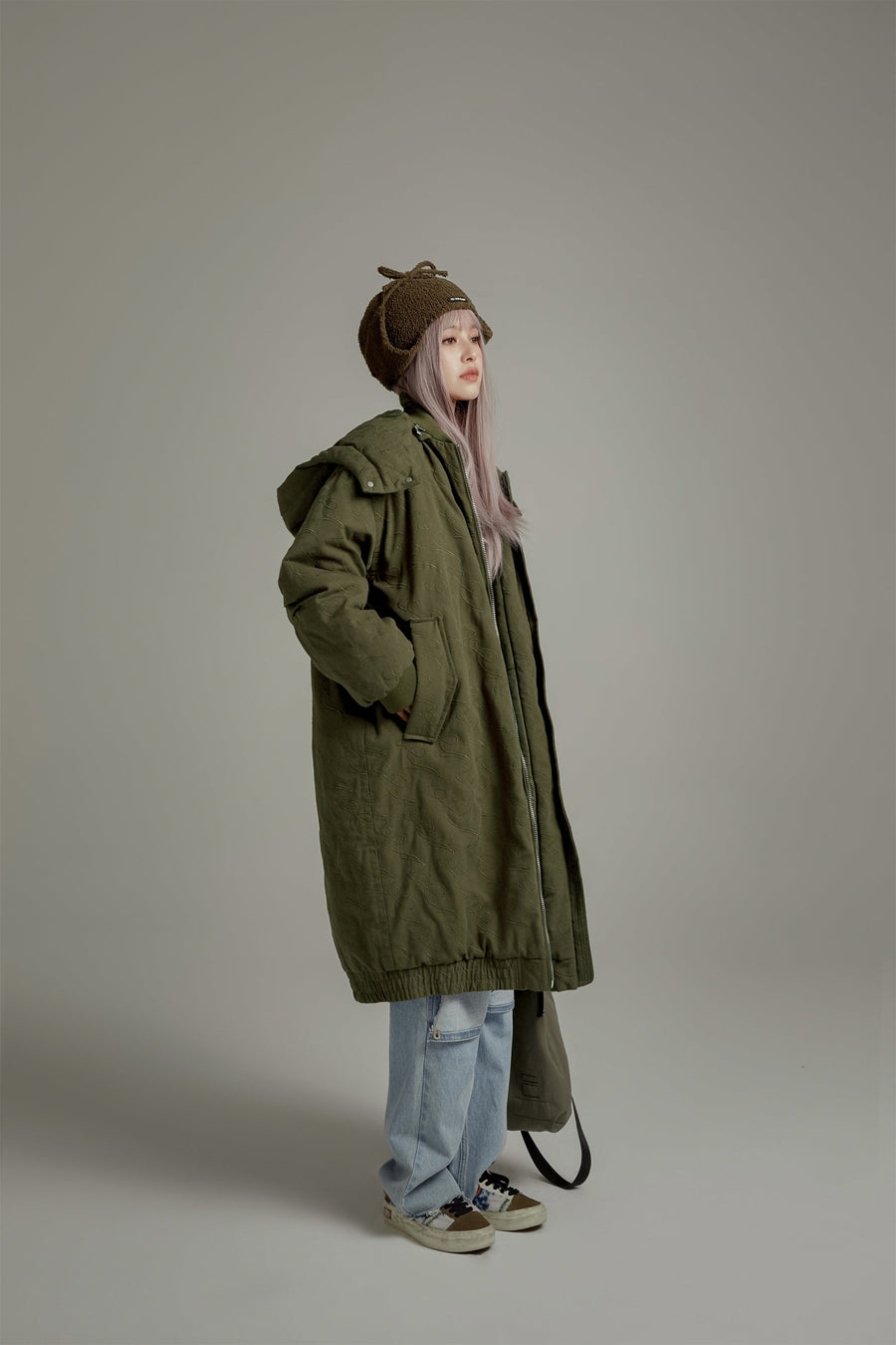 Oversized Long Hoodie Quilted Coat