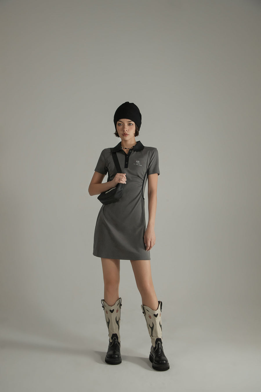 Polo Collar Short Sleeve A-Line Dress