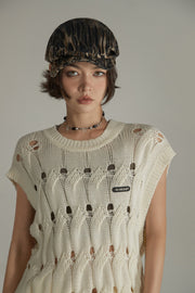 Hollow Sleeveless Knitted Sweater