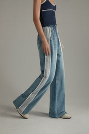 Elastic Waist Casual String Denim Jeans