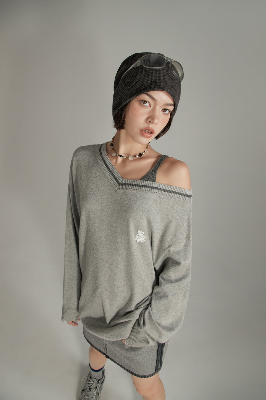 CHUU V-Neck Lined Loose Fit Knit Sweater