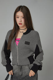 Ring The Alarm Cropped Zip-Up Knit Cardigan