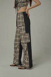 Checked Cargo Color Casual Pants