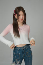 In A Song Gradient Crop Knit Sweater