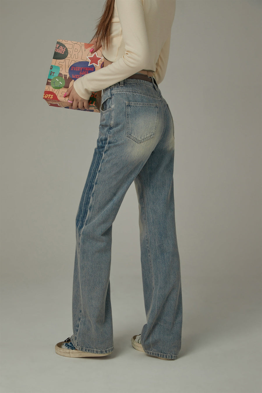 CHUU Double Button Vintage Bootcut Denim Jeans