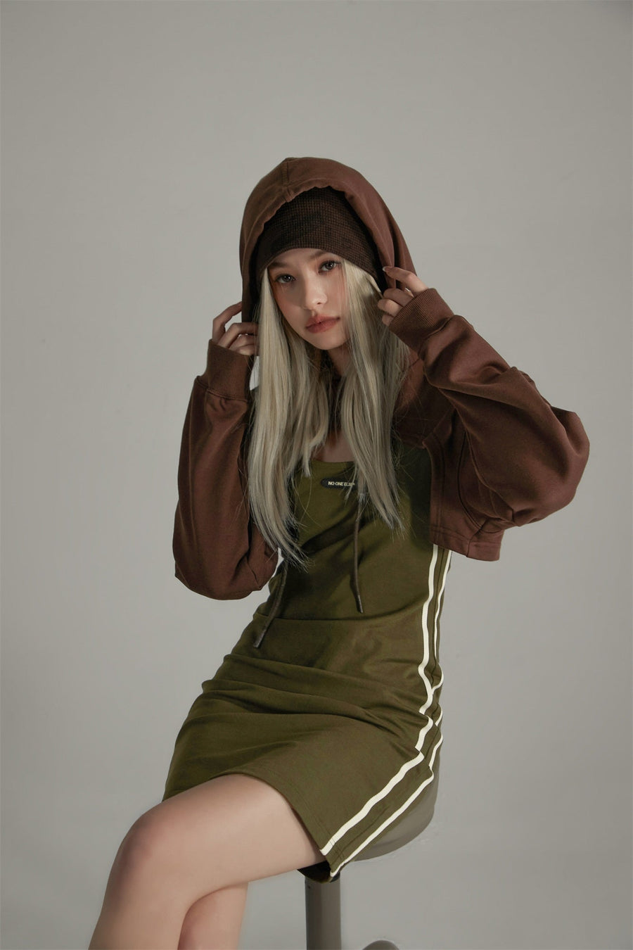 Front Keyhole Hooded Dress