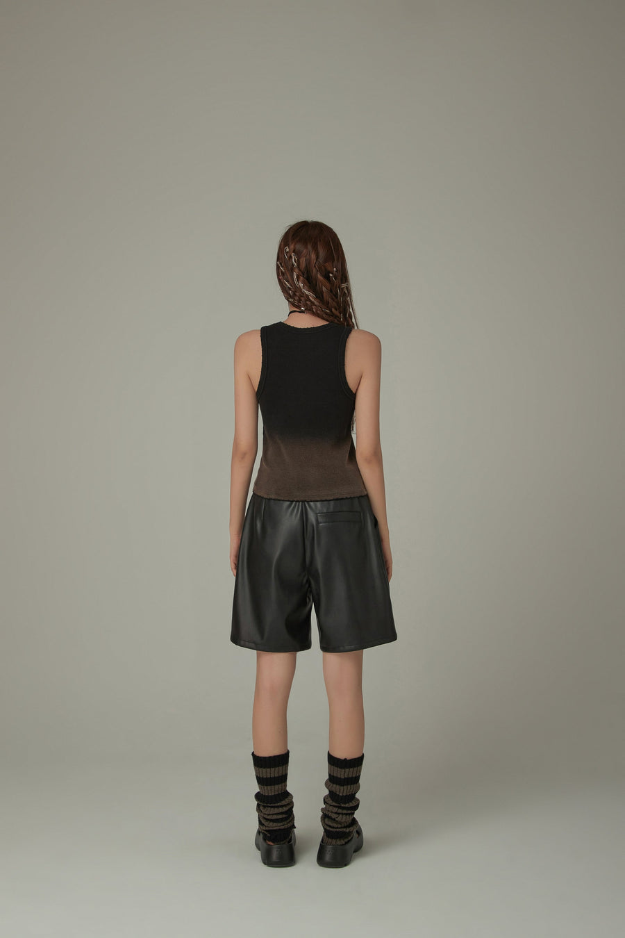 Pintuck Leather Shorts