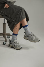 Distressed Embroidered Color High Socks