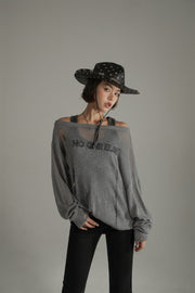 Distressed Ripped Thin Long Sleeved Knit Sweater