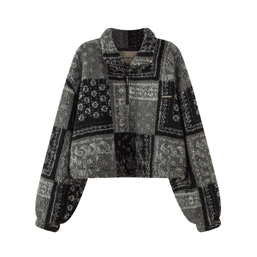 Half Zip-Up Loose Fit Fleece Sweater
