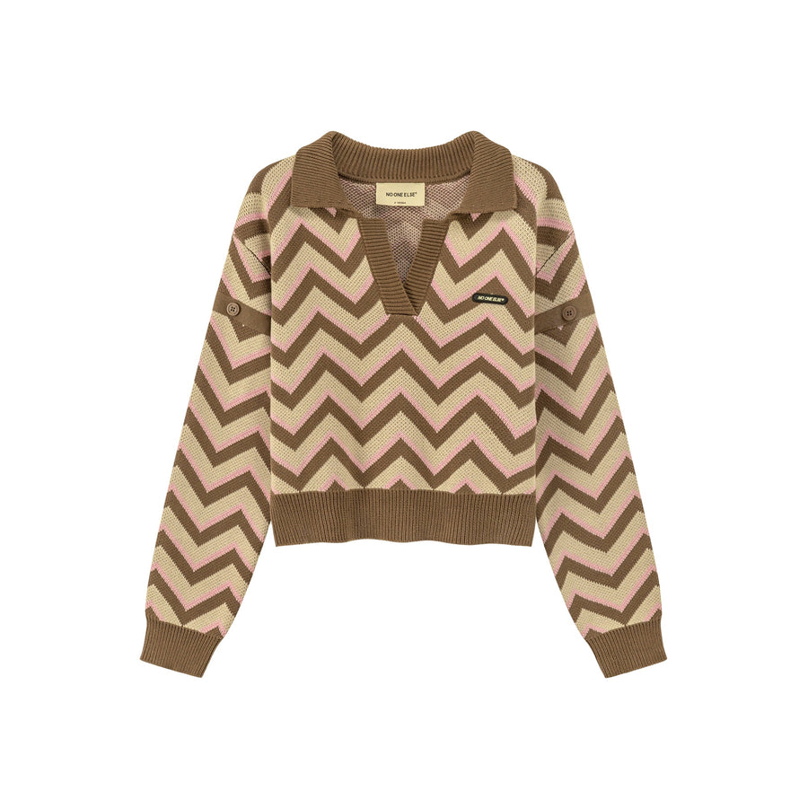 CHUU Zig Zag Colored Stripe Knit Sweater